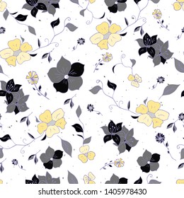 Seamless pattern with  wildflowers. Paper, textiles, packaging. Handmade. Vector, floral ornament. Print for bed linens, fabric, textiles, wallpaper, greeting cards, wrapping paper, gift box 
