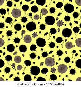 Seamless pattern with  wildflowers. Paper, textiles, packaging. Handmade. Vector, floral ornament. Print for bed linens, fabric, textiles, wallpaper, greeting cards, wrapping paper, gift box 
