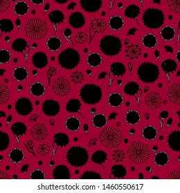 Seamless pattern with  wildflowers. Paper, textiles, packaging. Handmade. Vector, floral ornament. Print for bed linens, fabric, textiles, wallpaper, greeting cards, wrapping paper, gift box 
