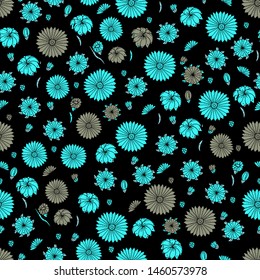 Seamless pattern with  wildflowers. Paper, textiles, packaging. Handmade. Vector, floral ornament. Print for bed linens, fabric, textiles, wallpaper, greeting cards, wrapping paper, gift box 
