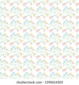 Seamless pattern with wildflowers in pastel colors. Summer floral background. Vector illustration EPS10