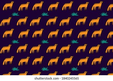 Seamless pattern wildlife and tropical. vector illustration design. 