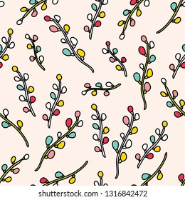Seamless pattern with willow branches. Can be used for wallpaper, pattern fills, web page background, postcards.