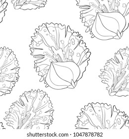 seamless pattern willow coloring  of flower spring  vector illustration