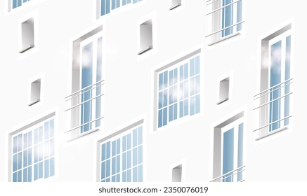A seamless pattern with windows and balconies