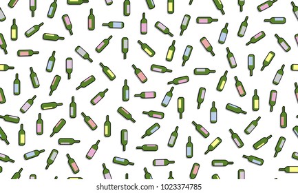 Seamless pattern with wine bottles