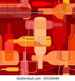 Seamless pattern with wine bottles