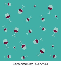 Seamless pattern of wine glass. Alcohol background. Cartoon style of vector illustration