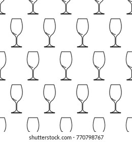 Seamless pattern from wine glass black contour on white background of vector illustration
