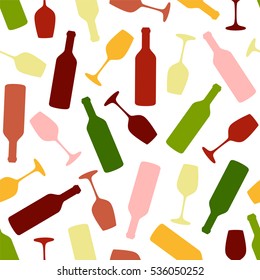 Seamless pattern - wine glass and bottle