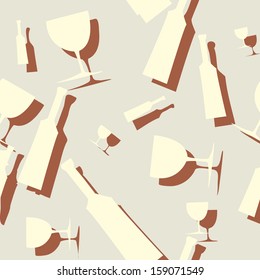 Seamless pattern with wine and glasses