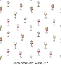 Seamless pattern with wine glasses