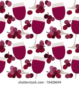 Seamless pattern with wine glasses and grape