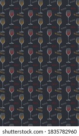 Patrón sin foco con vasos de vino. Papel tapiz, papel impreso, diseño textil moderno, papel envolvente