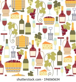 seamless pattern with wine icons