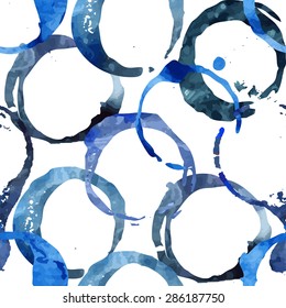 Seamless pattern with wine stains. Wine glass mark isolated on white background. Vector illustration.