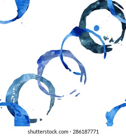 Seamless pattern with wine stains. Wine glass mark isolated on white background. Vector illustration.