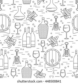 Seamless pattern with wine-making design element on white background. Can be used for wallpaper, poster design, wrapping paper, surface texture, web backgrounds, print on textile and covers