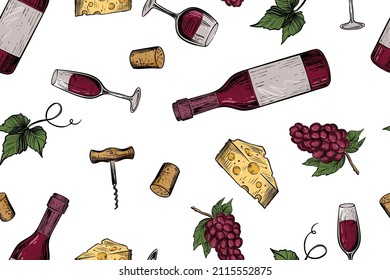 Patrón transparente de las cosas de la bodega, ilustración del vector de color