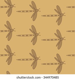 Seamless pattern with winged beetle. Vector illustration. EPS8