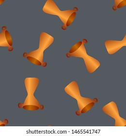 Seamless pattern with winner trophy gold cup. Vector illustration for design, web, wrapping paper, fabric, wallpaper.