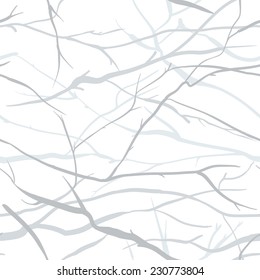 Seamless Pattern Of Winter Branch On A White Background