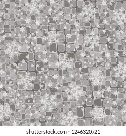 Seamless pattern. Winter camouflage decorated with snowflakes.