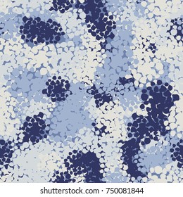 Seamless pattern. Winter camouflage of round spots. Suitable for 3D modeling.