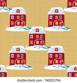 Seamless pattern with winter Christmas houses Vector Illustration EPS8