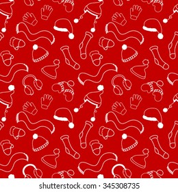 Seamless pattern with winter cloth icons