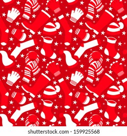 Seamless pattern with winter clothes