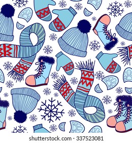 Seamless Pattern With Winter Clothes