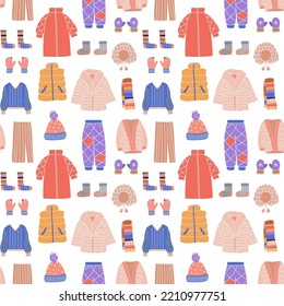 Seamless pattern with winter clothes. vector illustration