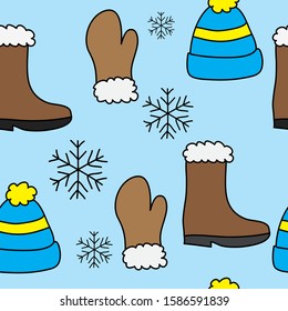 seamless pattern with winter clothing