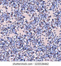 Seamless pattern. Winter colors. Broken pentagons. Diagonal striped squares in the background. Camouflage style.