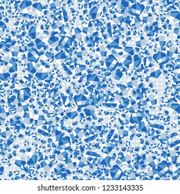 Seamless pattern. Winter colors. Broken pentagons. Background of small squares. Camouflage style.