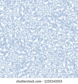 Seamless pattern. Winter colors. Broken pentagons. Background of small squares. Camouflage style.