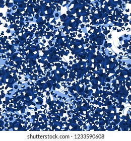 Seamless pattern. Winter colors. Broken triangles. Circles drawn by brush. Camouflage style.