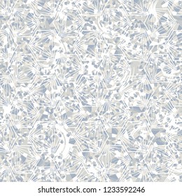 Seamless pattern. Winter colors. Broken triangles. Openwork hexagons. Brush-drawn circles. Camouflage style.