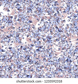 Seamless pattern. Winter colors. Broken triangles. Openwork hexagons. Brush-drawn circles. Camouflage style.