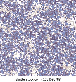 Seamless pattern. Winter colors. Broken pentagons. Background from square flowers. Camouflage style.