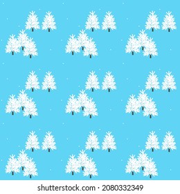 Seamless pattern of winter coniferous forest