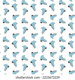 Seamless pattern with winter Winter figure skates. vector illustration