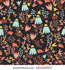 Patrón sin fisuras, floral de invierno, fondo oscuro, sin fin, impresión de todo para usar textiles, tela, ropa, telón de fondo, boda, Fondo de pantalla, manta, textiles para el hogar, ropa, moda, embalaje, envoltura de regalo