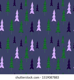 Seamless pattern. Winter forest. Abstract image. Seamless flat background.
