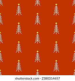 Motif harmonieux de forêt d'hiver avec des gribouillis sur fond isolé. Formes de forêt rétro. Design pour la décoration de la maison de Noël, les salutations de vacances, Noël et la célébration du Nouvel An. 