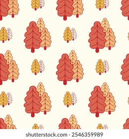 Motif harmonieux de forêt d'hiver avec gribouillis sur fond isolé. Formes de forêt rétro. Conception pour la décoration de la maison de Noël, les voeux de vacances, Noël et célébration de la Nouvelle année. 