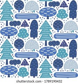 seamless pattern of winter forest / Scandinavian style design