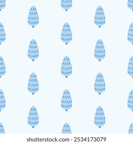 Motif harmonieux de forêt d'hiver avec des arbres simples sur fond isolé. Formes de forêt rétro. Conception pour la décoration de la maison de Noël, les voeux de vacances, Noël et célébration de la Nouvelle année. 