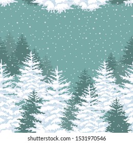 Seamless pattern with winter forest. Vector illustration.